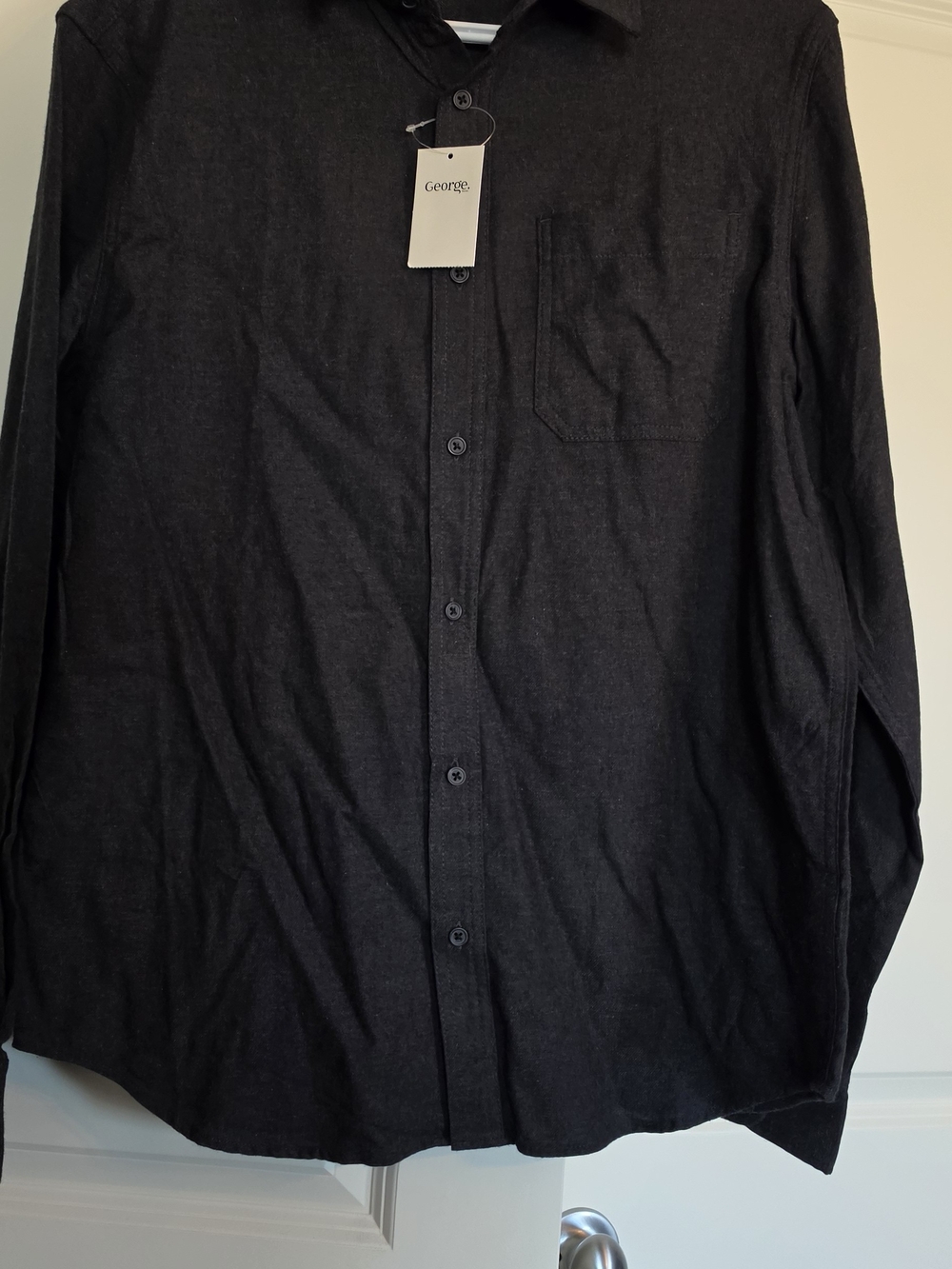 George Men's Dark Charcoal Long-Sleeve Button-Down Shirt